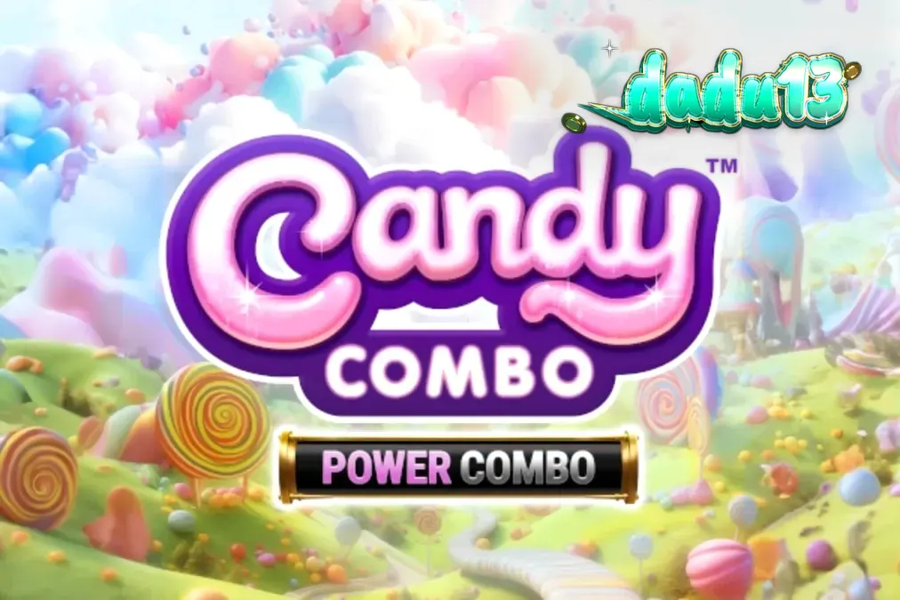 Tampilan visual permainan slot Candy Combo Power Combo King Millions dengan latar belakang kastil permen.